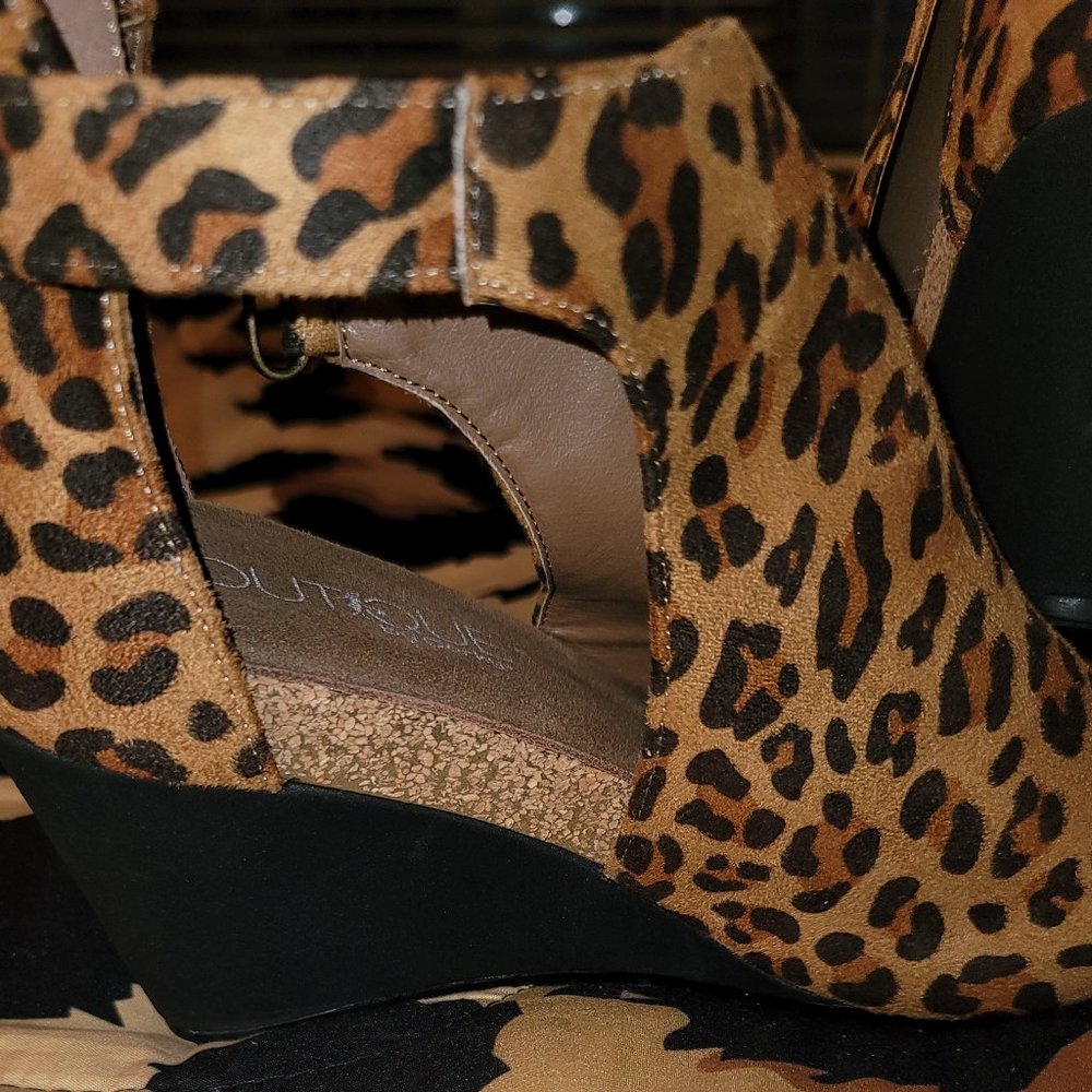 Brand New Leopard Peep Toe Wedge